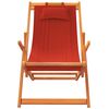vidaXL Folding Beach Chair Set of 2 Red Solid eucalyptus wood, Polyester