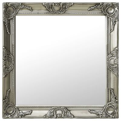 vidaXL Wall Mirror Baroque Style 23.6"x23.6" Silver