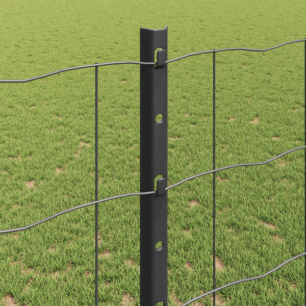 vidaXL Fence with Post Grey 3.94 x 82.02 ft Steel
