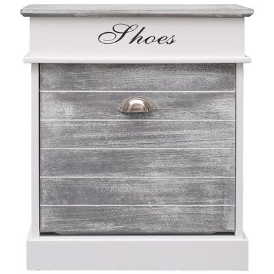 vidaXL Shoe Cabinet Gray 19.7"x11"x22.8" Paulownia Wood