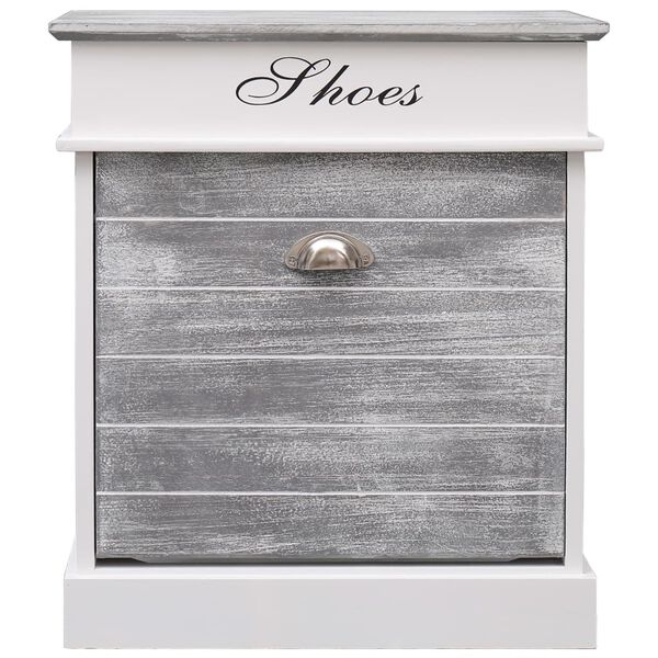 vidaXL Shoe Cabinet Gray Paulownia Wood 19.7x11.0x22.8 in Tiltable