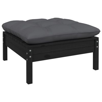 vidaXL 9 Piece Patio Lounge Set with Cushions Black Pinewood