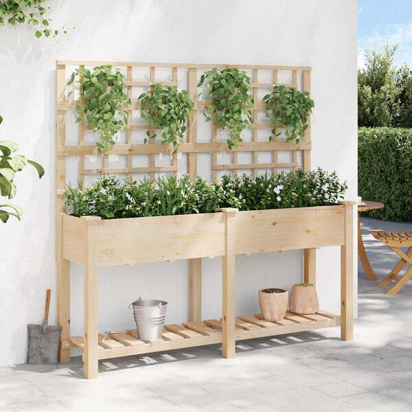 vidaXL Garden Planter Beige 63.39 x 18.11 x 60.04 in Solid Fir Wood