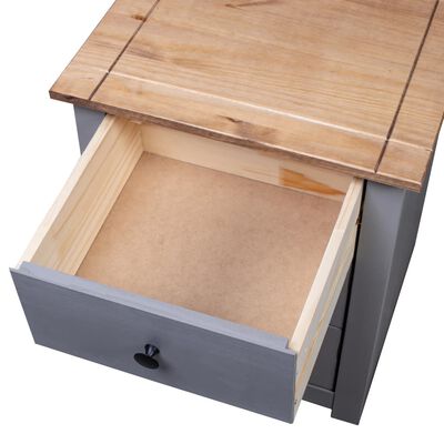vidaXL Bedside Cabinet Gray 18.1"x15.7"x22.4" Pinewood Panama Range