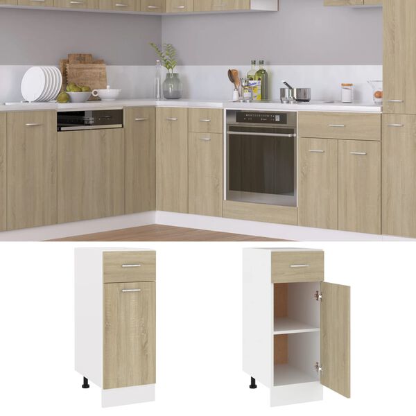 vidaXL Drawer Bottom Cabinet Sonoma Oak Engineered Wood Compact