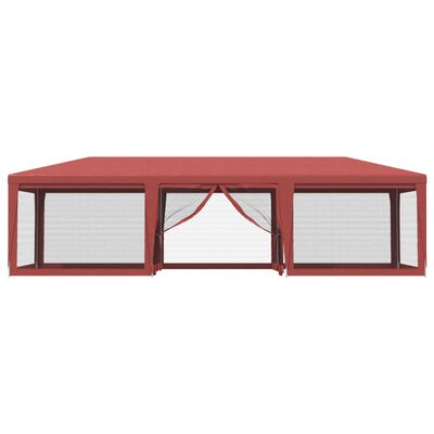vidaXL Party Tent with 8 Mesh Sidewalls Red 29.5'x13.1' HDPE