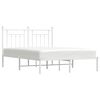 vidaXL Bed Frame White Powder-Coated Steel Double Bed Frame