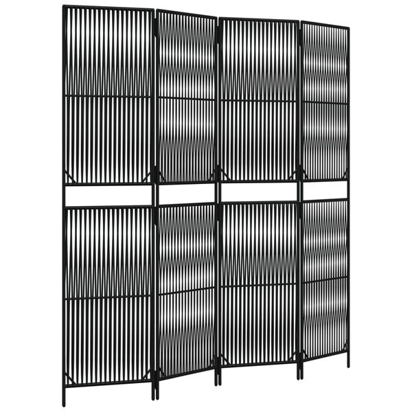 vidaXL Room Divider 4 Panels Black Poly Rattan