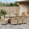 vidaXL Garden Dining Set 9 pcs Beige poly rattan