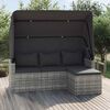 vidaXL 3-Seater Garden Sofa Grey PE Rattan 3 Seater Foldable