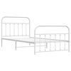 vidaXL Bed Frame White Powder-Coated Steel Single Bed Frame