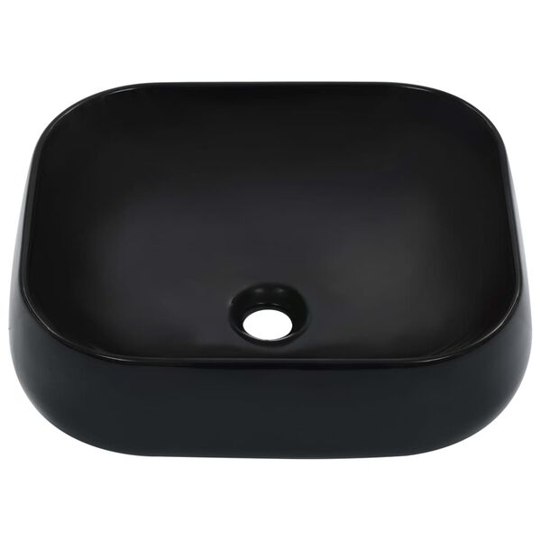 vidaXL Wash Basin 17.5x15.6x5.7" Ceramic Black