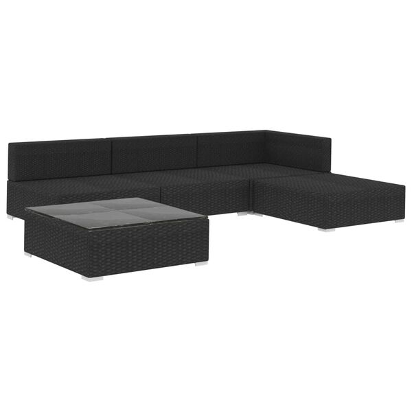 vidaXL Patio Lounge Set Set of 5 Black