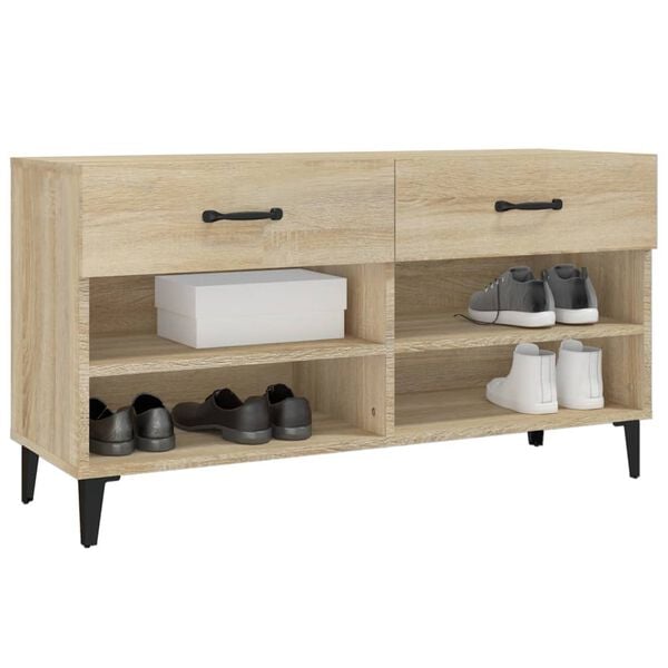 vidaXL Shoe Cabinet Sonoma Oak 40.2x13.8x21.7" Engineered Wood