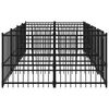 vidaXL Dog Kennel Black Powder-Coated Steel 80.8 sq ft area Tough