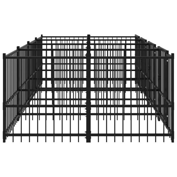 vidaXL Dog Kennel Black Powder-Coated Steel 80.8 sq ft area Tough