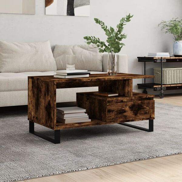 vidaXL Coffee Table Smoked Oak Engineered Wood Medium Coffee Table