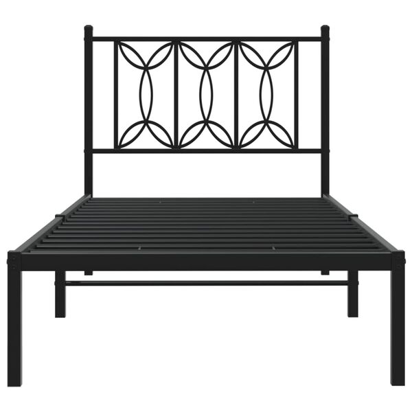 vidaXL Bed Frame Black Steel Twin Bed Frame Rectangular Modern