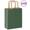 vidaXL Paper Bags 250 pcs with Handles Green 18x8x22 cm