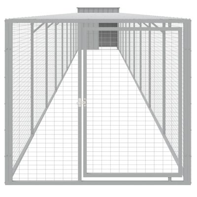 vidaXL Chicken Cage with Run Light Gray 43.3"x400.4"x43.3" Galvanized Steel