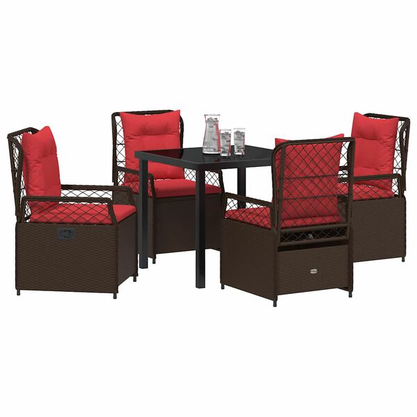 vidaXL Garden Dining Set 5 pcs Brown poly rattan