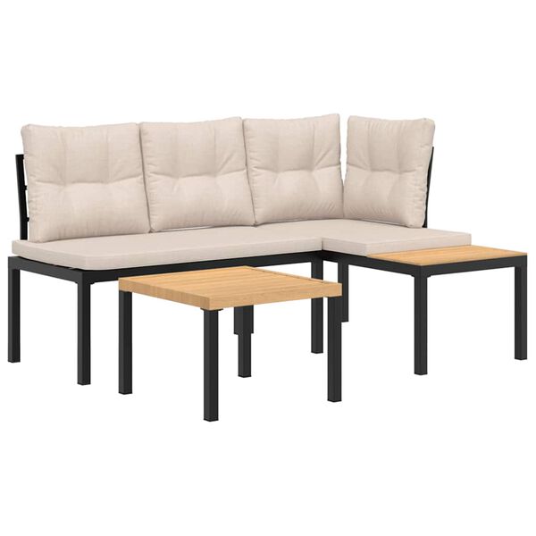 vidaXL Bench Set Black Powder-Coated Steel Standard Modern