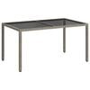 vidaXL Garden Table Grey Poly rattan, Powder-coated steel, Tempered glass