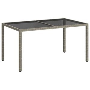 vidaXL Garden Table Grey Poly rattan, Powder-coated steel, Tempered glass