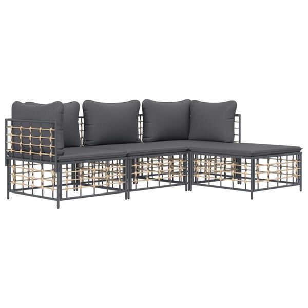 vidaXL Garden Lounge Set Anthracite Poly rattan Medium Modular