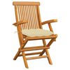 vidaXL Garden Chair Set of 3 Cream White Teak Wood Foldable