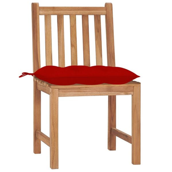 vidaXL Patio Chair Set of 2 Red Solid Teak Wood Standard Durable