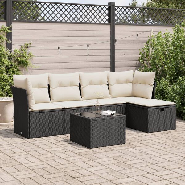 vidaXL Garden Sofa Set Black, Cream White