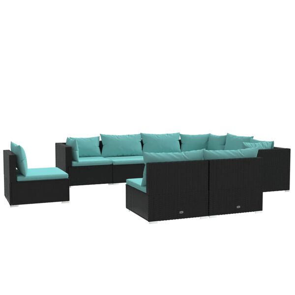 vidaXL Garden Lounge Set Black PE rattan Large Modular
