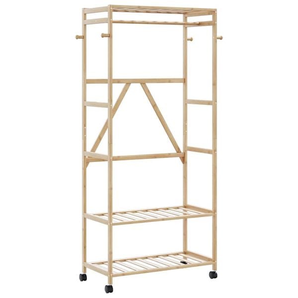 vidaXL Clothes Rack Bamboo Bamboo with varnished finish Medium