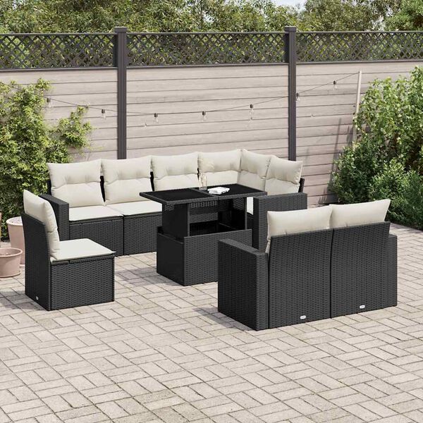 vidaXL Garden Sofa Set Black, Cream white