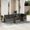vidaXL Garden Sofa Set Gray PE rattan, powder-coated steel, tempered glass