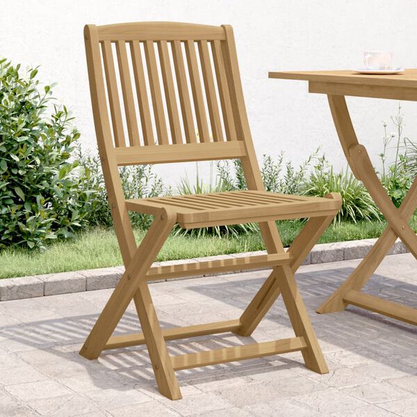 vidaXL Garden Chair Set of 2 Light Natural Wood Solid Acacia Wood