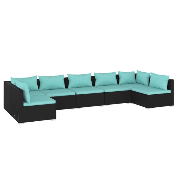 vidaXL Garden Lounge Set Black, Water blue