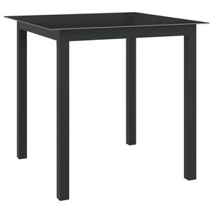 vidaXL Garden Table Black Aluminum, Glass Compact Durable Garden Table