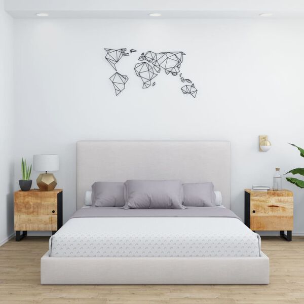 vidaXL Bedside Cabinet Set of 2 Natural wood grain and black