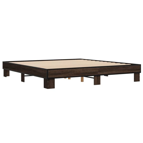vidaXL Bed Frame Brown Oak Engineered wood, Metal Super King Bed Frame