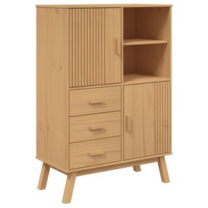 vidaXL Highboard Brown Solid Pine Wood, Engineered Wood Medium Highboard