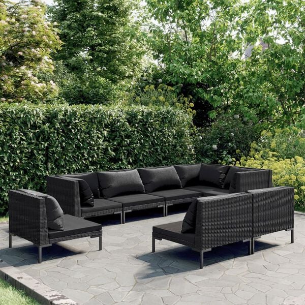 vidaXL Garden Lounge Set Dark grey Powder-coated steel Large Modular