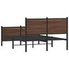 vidaXL Bed Frame Brown Oak Steel, Engineered Wood Double Bed Frame