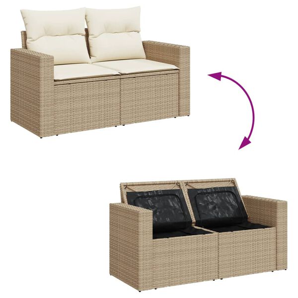 vidaXL Garden Sofa Set Beige PE Rattan Large Modular Garden Sofa Set