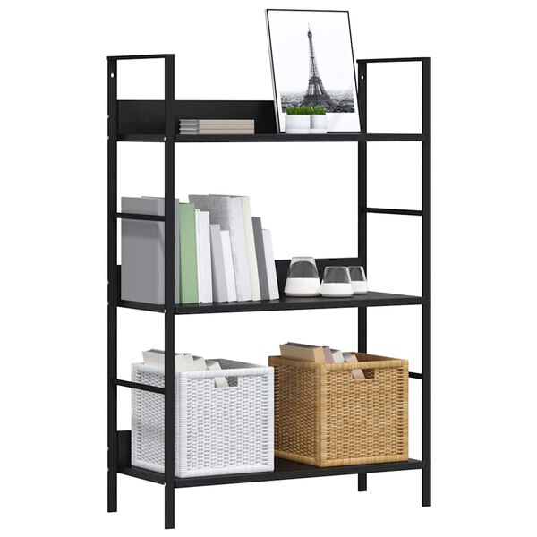 vidaXL Shelf Cabinet Black Engineered wood, Steel Medium Bookshelf