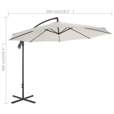 vidaXL Cantilever Umbrella with Steel Pole 118.1" Sand