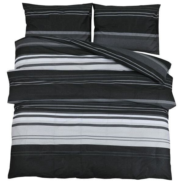 vidaXL Duvet Cover Set Black and White 100% Cotton 55.1x78.7 in
