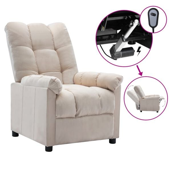 vidaXL Recliner Cream Polyester, Plywood, Iron, Sponge, PP Cotton Large