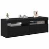 vidaXL TV Cabinet 2 pcs Black Oak 23.62 x 13.78 x 15.75 in
